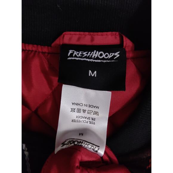 FreshHoods Men's Blue & Red Striped Full Zip Insulated Bomber Jacket Size M - Picture 11 of 11